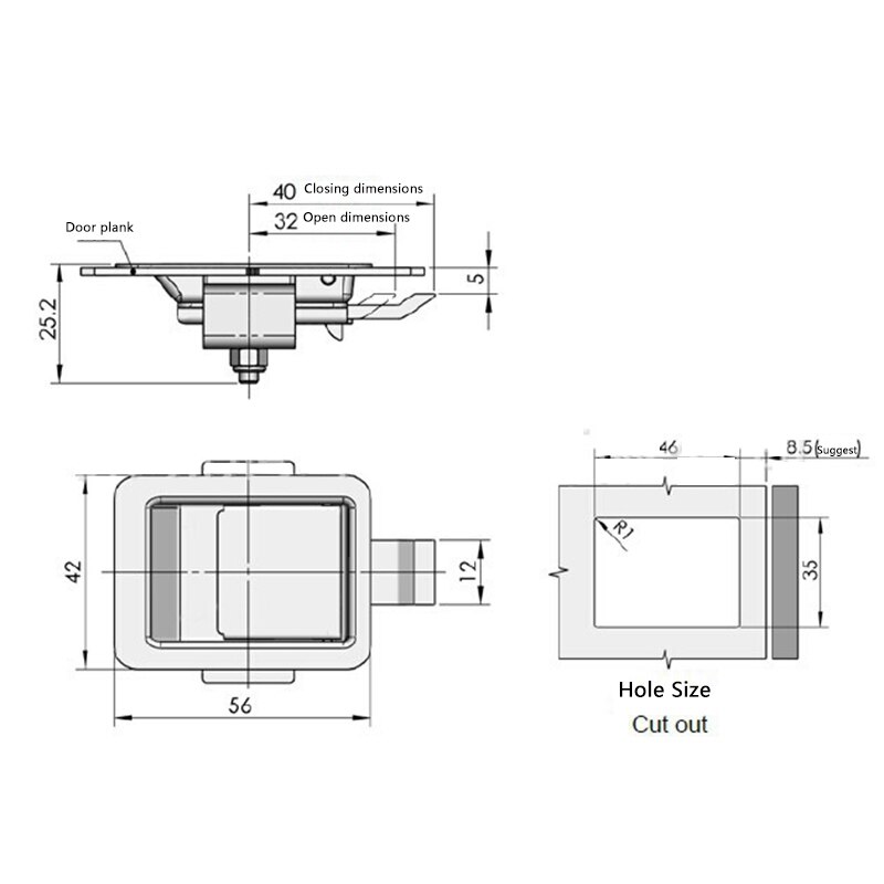 Mini serrure de poignée de palette de bâti affleurant de loquet monté enfoncé par acier inoxydable pour le RV/campeur/remorque/armoire/boîte à outils Etc.