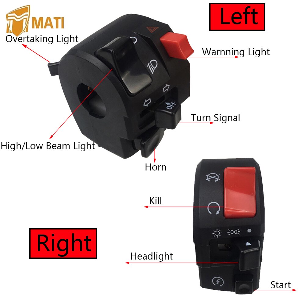 Stuur Schakelaar Motorfiets Schakelaar 7/8 "22Mm Stuur Schakelaar Richtingaanwijzer Fog Lamp Licht Schakelaar Claxon Controller Schakelaar