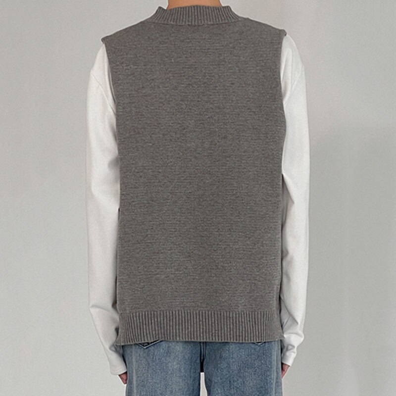 IEFB – gilet en tricot fin pour homme, pull sans manches, col en v, sous-vêtement ample, Vintage, tendance, collection automne hiver