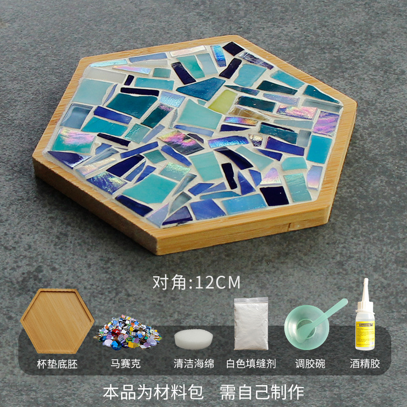 Sous-verre en mosaïque pour bricolage, emballage de matériaux Semi-finis, manuel, , Support de coussin de Pot, Collage carré, artisanat en bambou: J