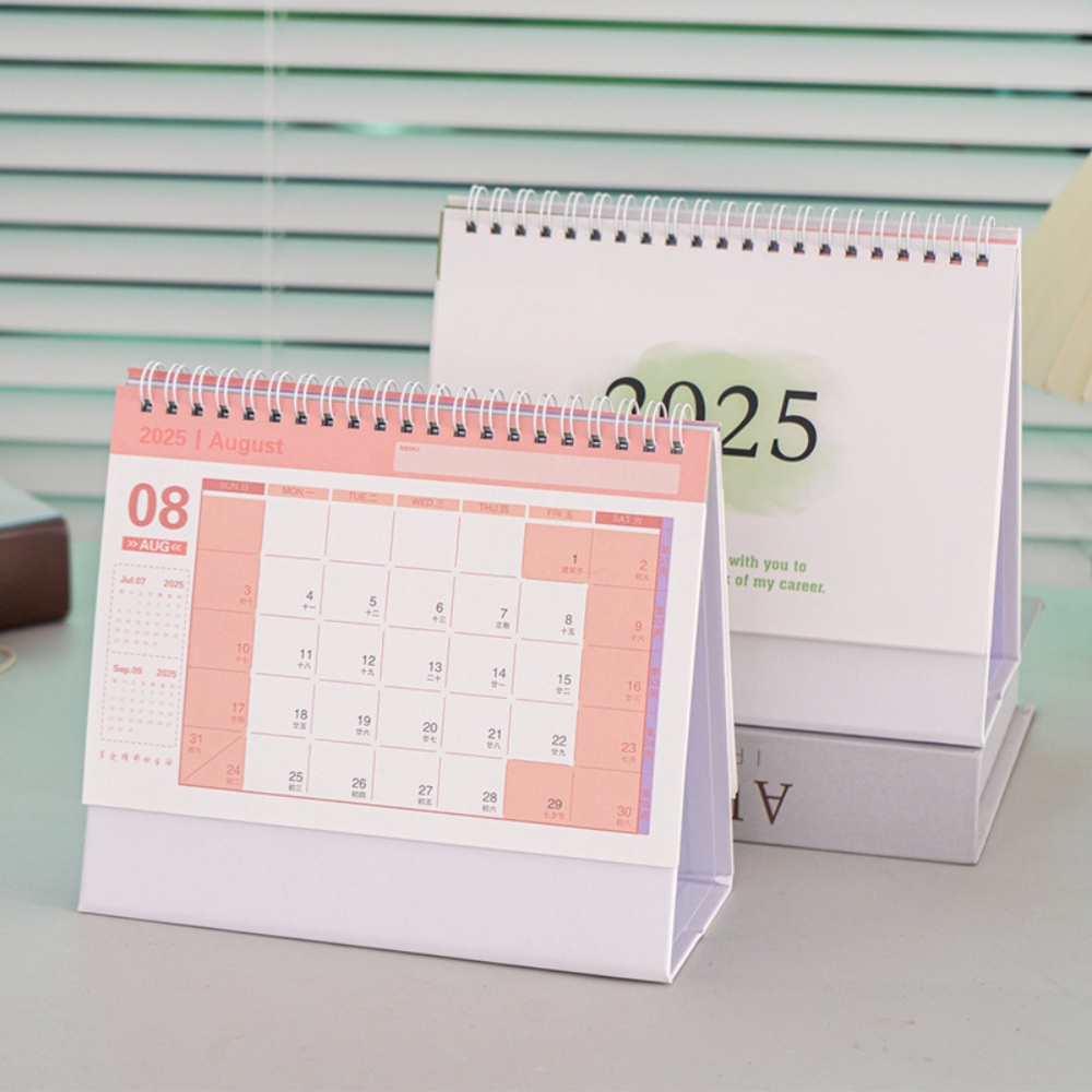 INS-Calendrier de bureau avec note mémo, grand calendrier à rabat, calendrier de bureau simple, licence mensuelle, anglais 2025, maison, bureau, école