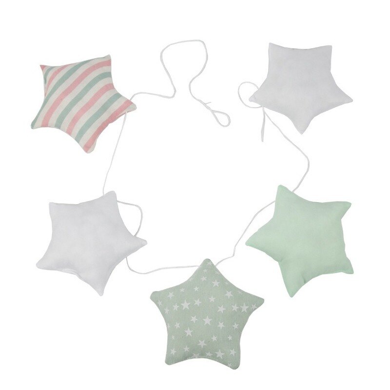 Cunas colgantes de tela de estilo nórdico para bebé, banderín para decoración de cama de niño, accesorios de cunas de 5 estrellas, sonajero para tienda de campaña, 1,5 M