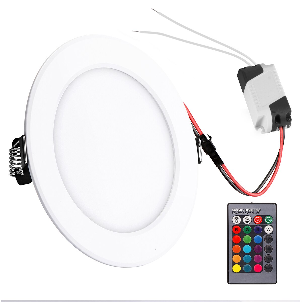 18W Round RGB LED Panel Light Concealed Recessed Ceiling Lamp Downlight with Remote Control AC 85-265V LED panel light: 01