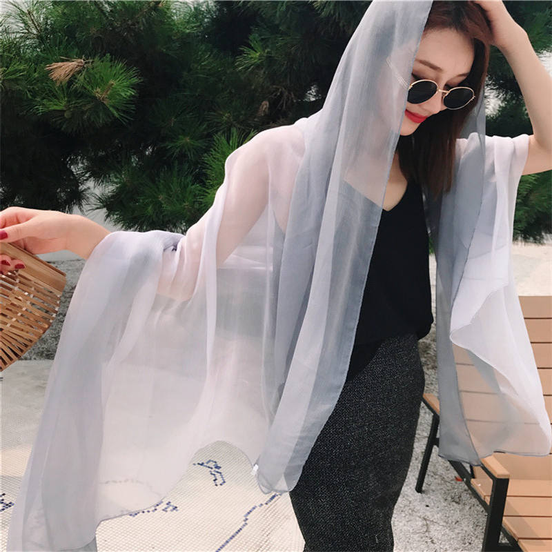 Sommar multifunktion stor sjal chiffong strandhanddukar enkel stil bikini täcka upp sarong klänning pareo strand utomhus rekvisita