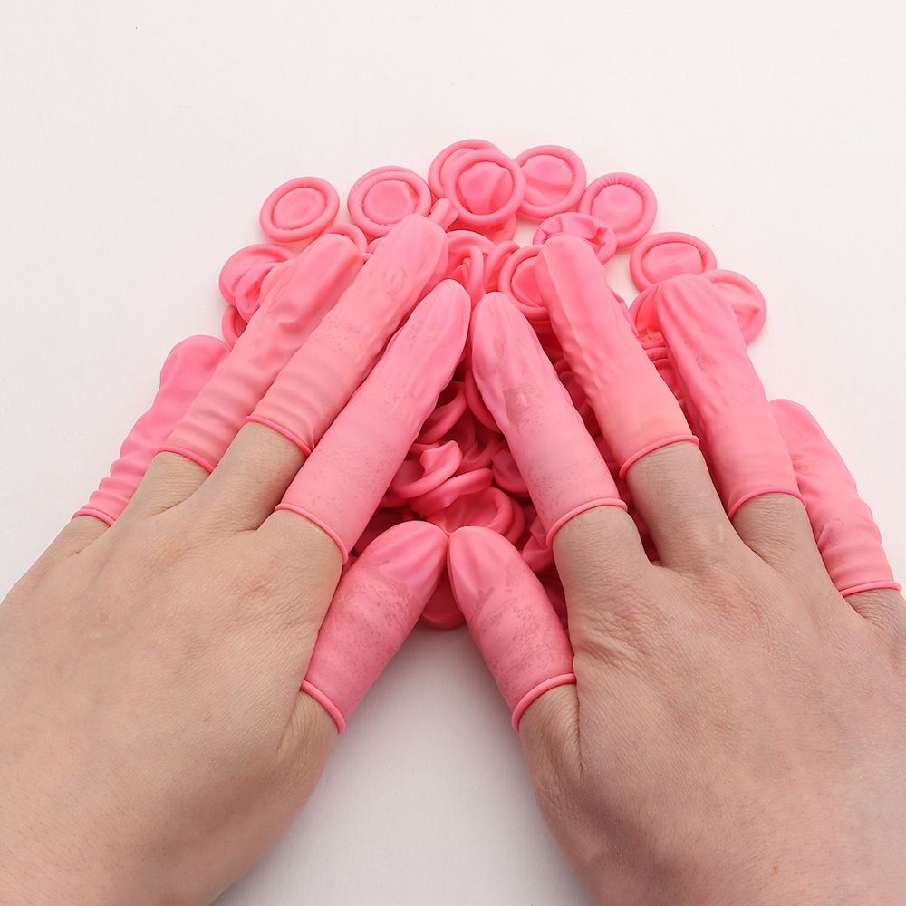 100Pcs Wegwerp Vinger Cover Rubber Handschoenen Antislip Anti-Statische Latex Vingercondoom Vingertop Protector Vinger Duim mouwen Glove
