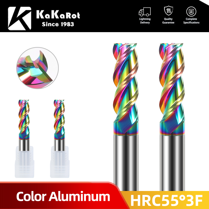 Fresa de extremo de carburo de 3 flautas HRC55, fresa CNC de aluminio, fresa de carburo de tungsteno, fresa para AL EndMillS1SET