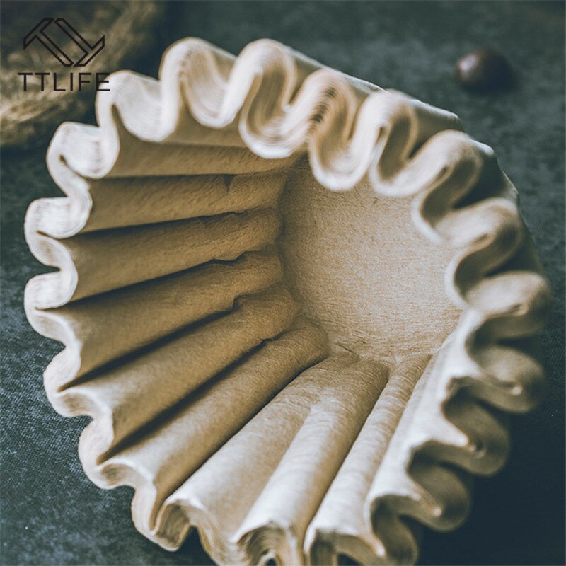 50 Uds cesta de papel de filtro para café para 1-4 tazas o 1-2 tazas marrón Natural sin blanquear Biodegradable para café por goteo para Barista