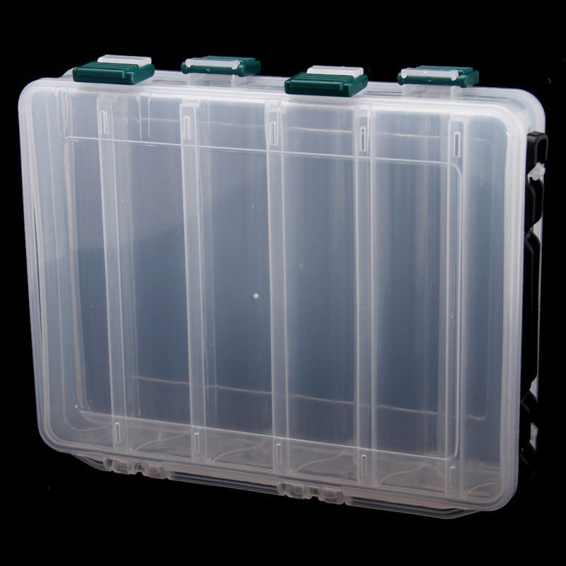 Plastik fiskelokkeboks dobbeltsidet 10 rum 20 x 16 x 5cm vandtætte grejkasser peche