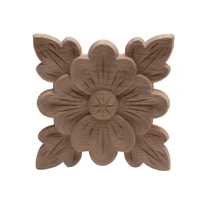 Hout Applique Onlay Hout Decal Hout Beeldjes Houten Gesneden Decor Unpainted Grote Kroon Laat Ovale Bloem Meubels Deuren Thuis