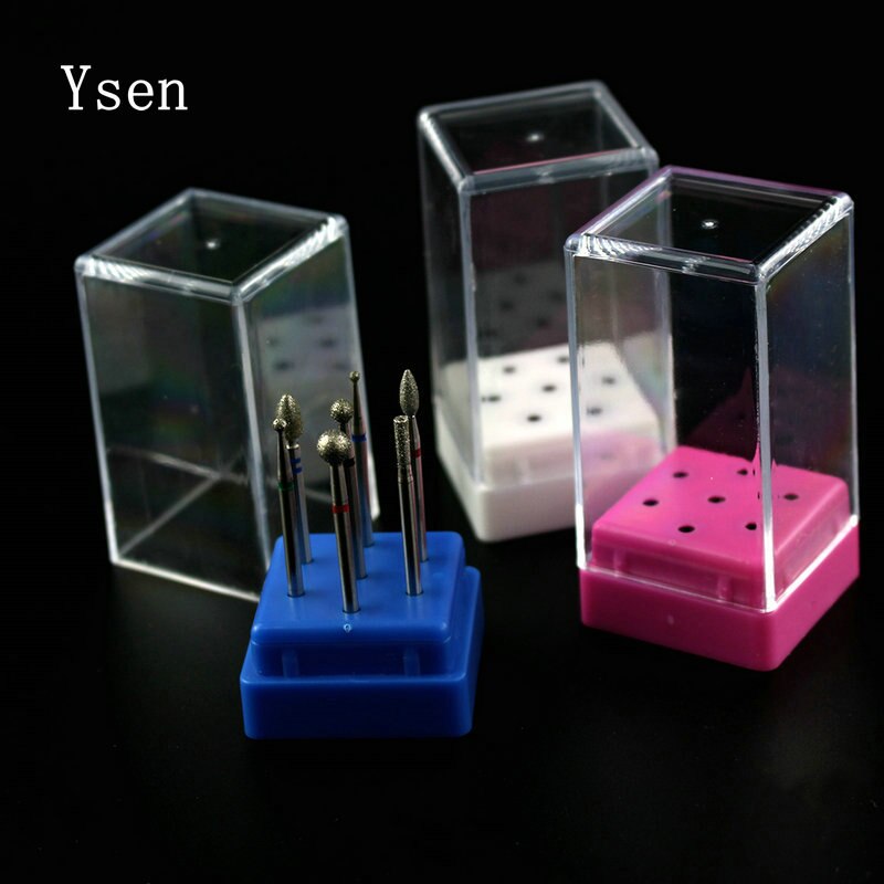 1Pcs 7 Gaten Acryl Nail Boor Exhibitio Houder Plastic Display Stand Lege Container Accessoire Voor Manicure Organizer