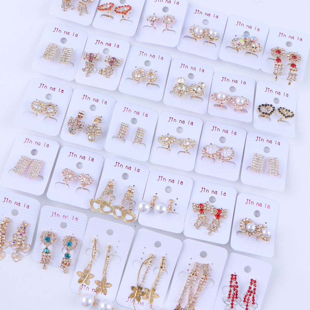 10/20/30/50 Paar Mode Trend Ster Blad Strass Clip Oorbellen Voor Vrouwen Mix Stijl Sieraden Feestgeschenken Accessoires