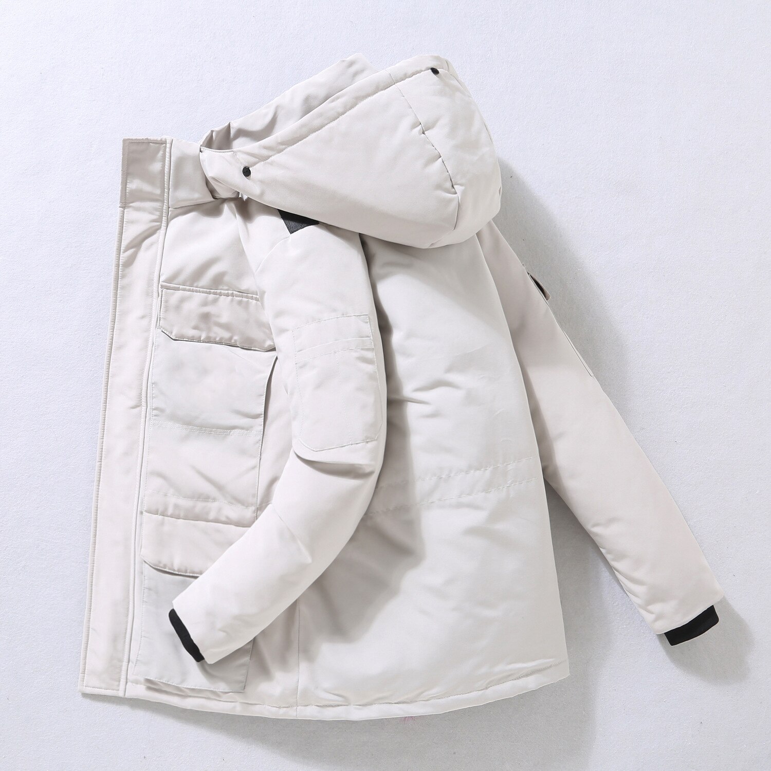 Doudoune Homme Chaude à Capuche Amovible - Parka Mi-longue Imperméable, Garnissage Duvet - Pour L'hiver