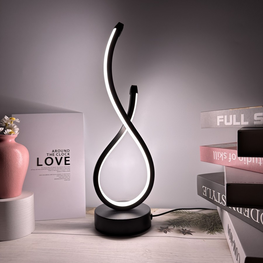 Spiral led natlampe dæmpbar 3 farver bordlampe til stue kontor skrivebord soveværelse sengelampe usb-stik