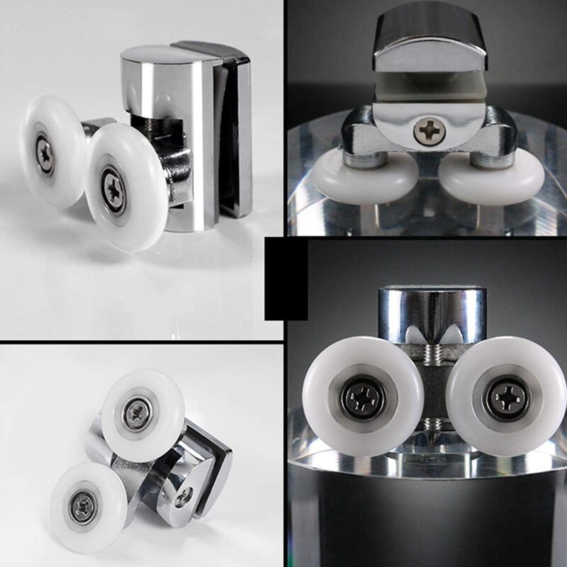 JHD-4Pcs Shower Door Wheels 23Mm Shower Door Rollers Heavy Duty Zinc Alloy Dual Wheel For Both Flat Sliding Shower Doors
