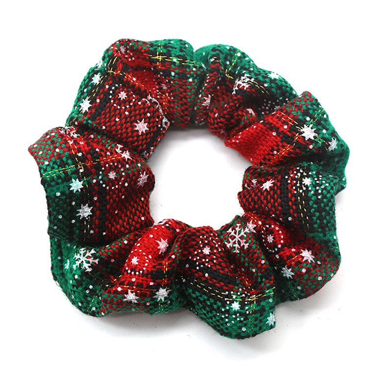 Christmas Hair Schrunchies Snowflakes Elastic Hair Bands Girls Hair Ties Ponytail Holder Red Xmas Hair Rope Kids Gum Accessories: 7