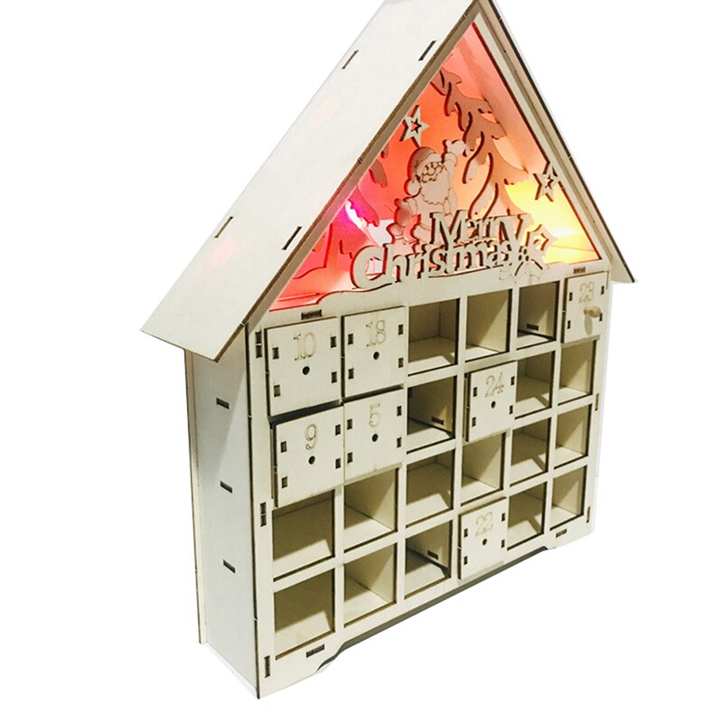 Countdown Christmas Party Decor Christmas DIY Wooden Countdown Advent Calendar With LED light Ornament Decor