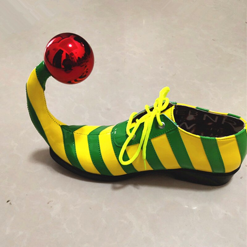 Streep Clown Schoenen Volwassen Mannen Cocked Grappige Schoenen Clown Make Joker Accessoires Masquerade Party Halloween Carnaval Cosplay: Black / 39