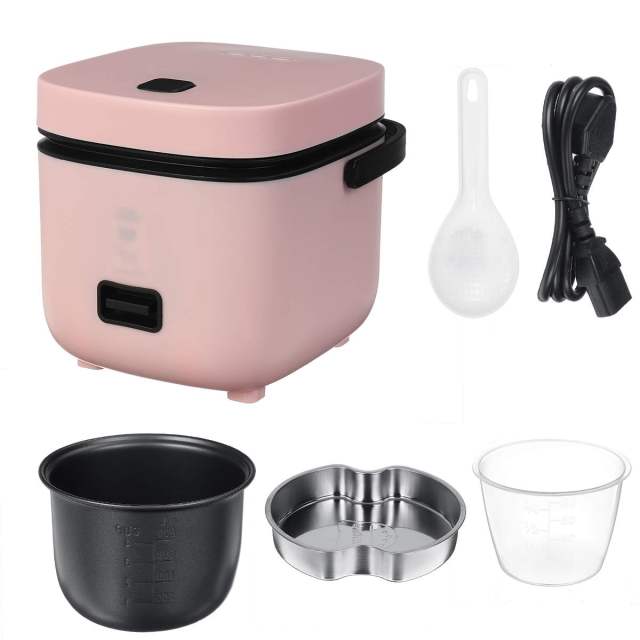 1Set 1.2L Mini Electric Rice Cooker Intelligent Automatic Household Kitchen Cooker 1-2 People Small Electric Rice Cookers: Pink