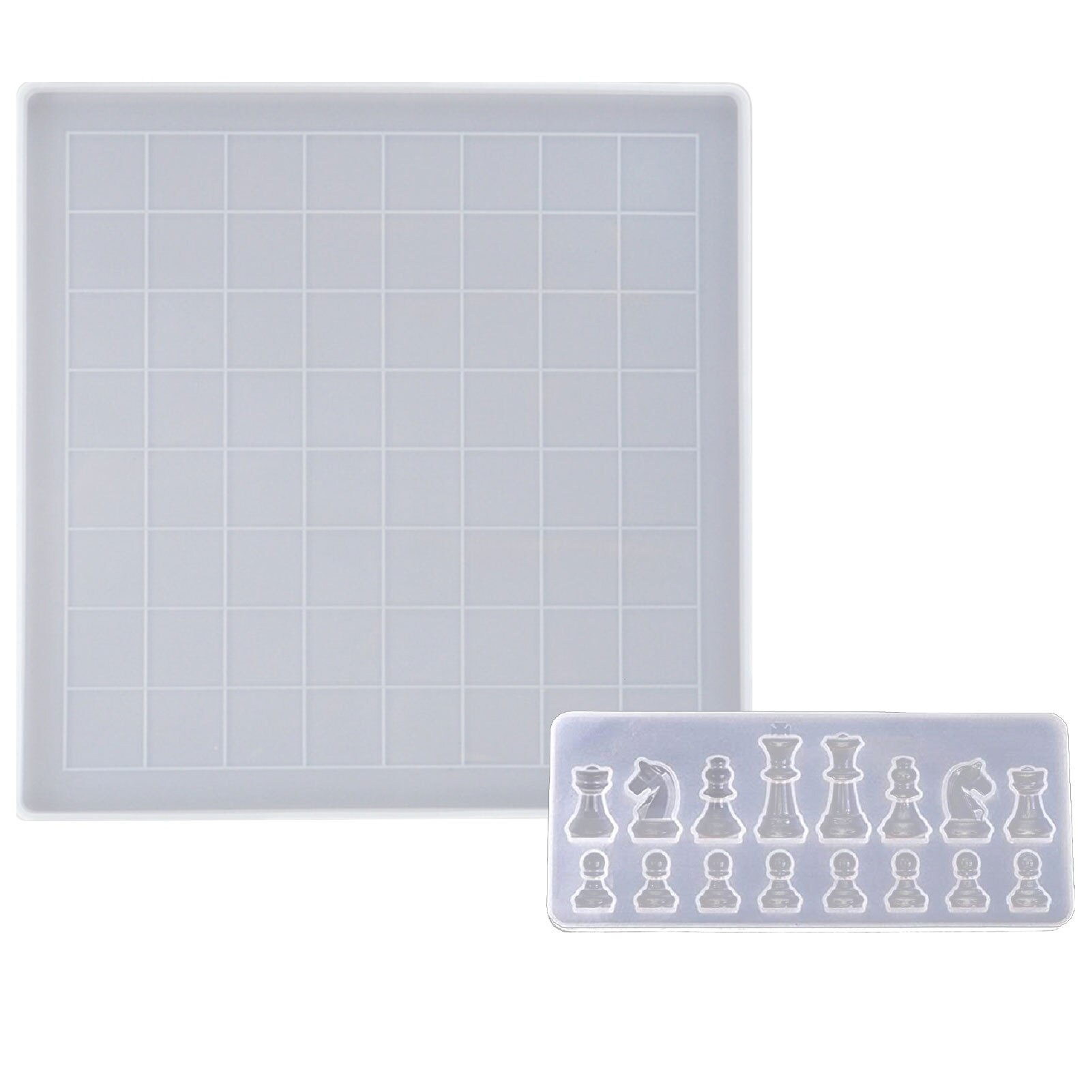 Molde de silicona para tablero de ajedrez, DIY, fundición epoxi de cristal,: 2 molds