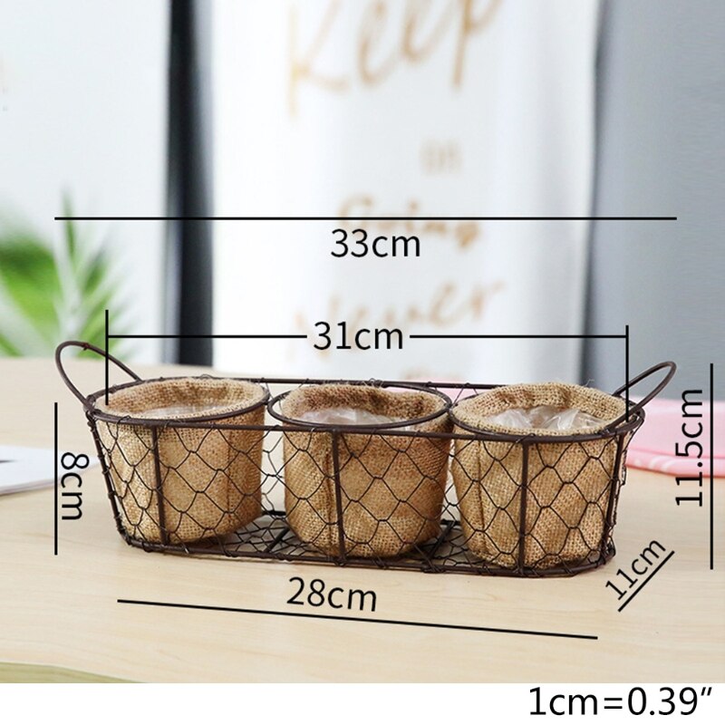 Country Style Hanging Flower Arrangement Pot Small Green Plant Basket