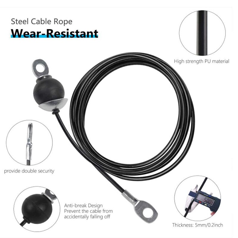 1.5M-3M Gym Cable Wire Rope Replacement Parts Accessories Adjustable Length for Pulley System Cable Machine Workout Equipment