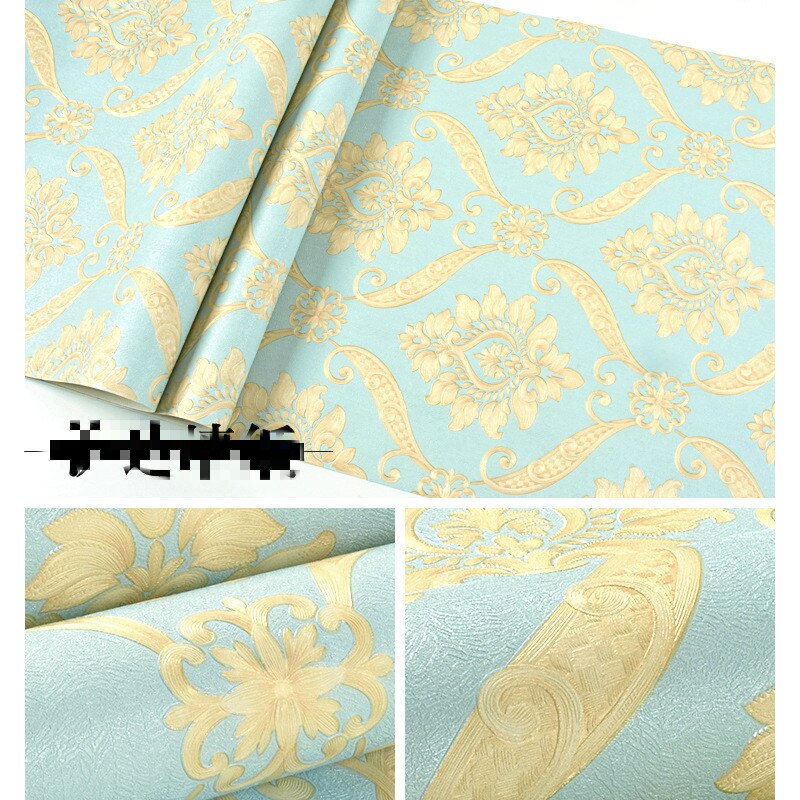 3D Europese Damascus Behang Waterdicht Golden Warme Slaapkamer Woonkamer Techniek Tv Achtergrond Muur Behang: Light Grey