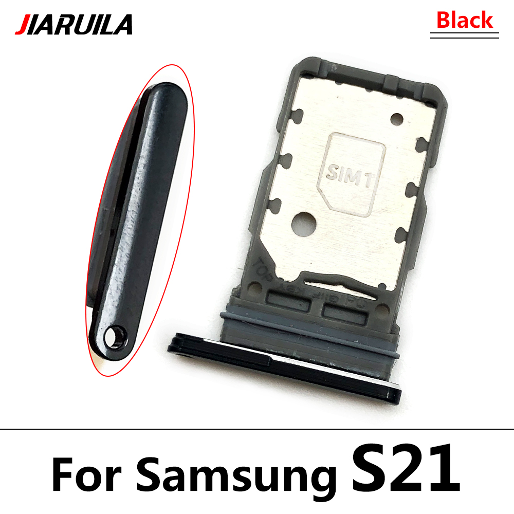 Dual Sim-kaart Slot Sd-kaart Lade Houder Adapter Voor Samsung S21 S20 Fe Vervangende Onderdelen: Dual S21 Black
