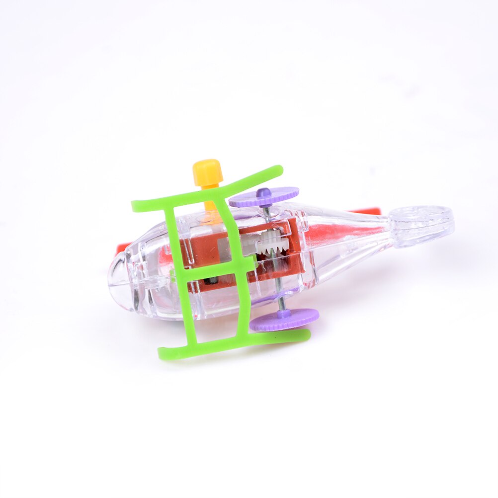 2Pcs Mini Clockwork Transparent Aircraft Somersault Running Wind Up Toy