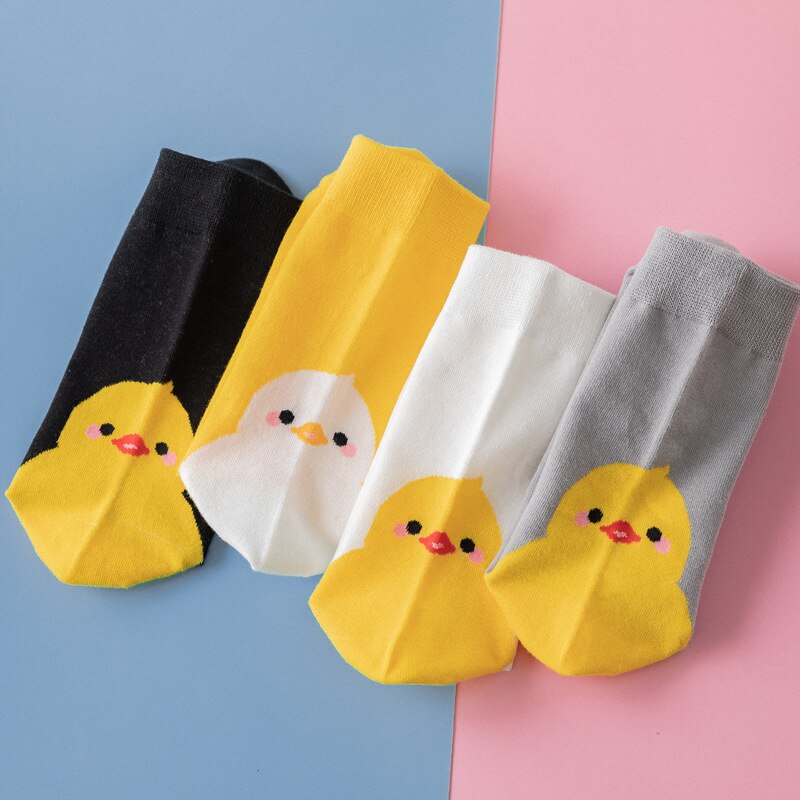 Forår og sommer instagram unisex sokker stil tegneserie dyr kvinder & #39 ;s tube sokker chick søde sokker  eu 35-43 str.