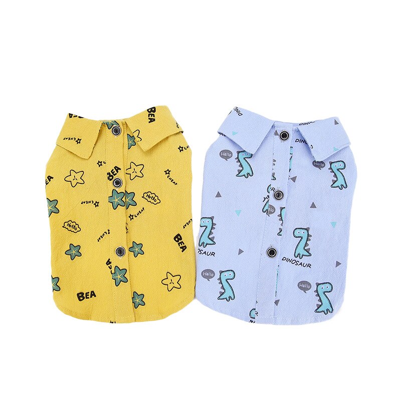 Lente En Zomer Casual Hond Shirt Met Dinosaurus Kleine En Middelgrote Leuke Cartoon Hond Shirts Puppy kleding