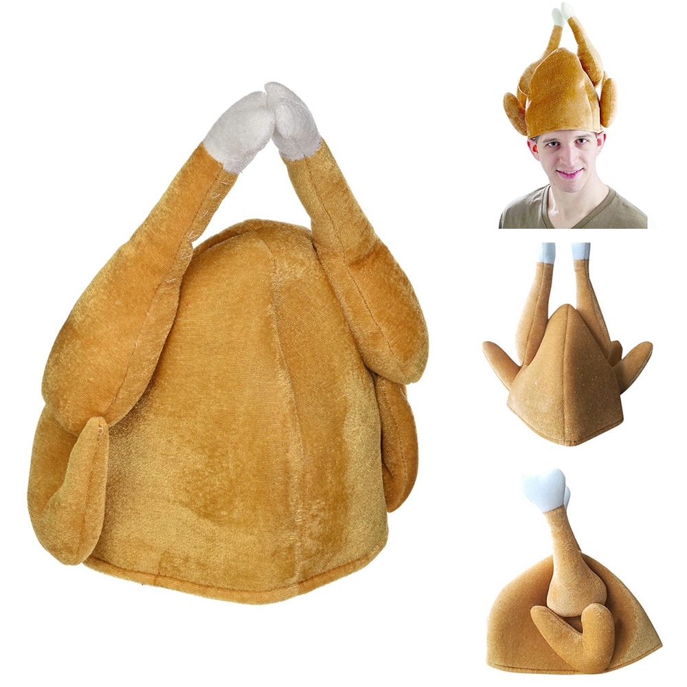 Party Hat Roasted Turkey Hat Plush Adults Hat Thanksgiving Day Entertaining Christmas Party Quirky Costume Caps Christmas