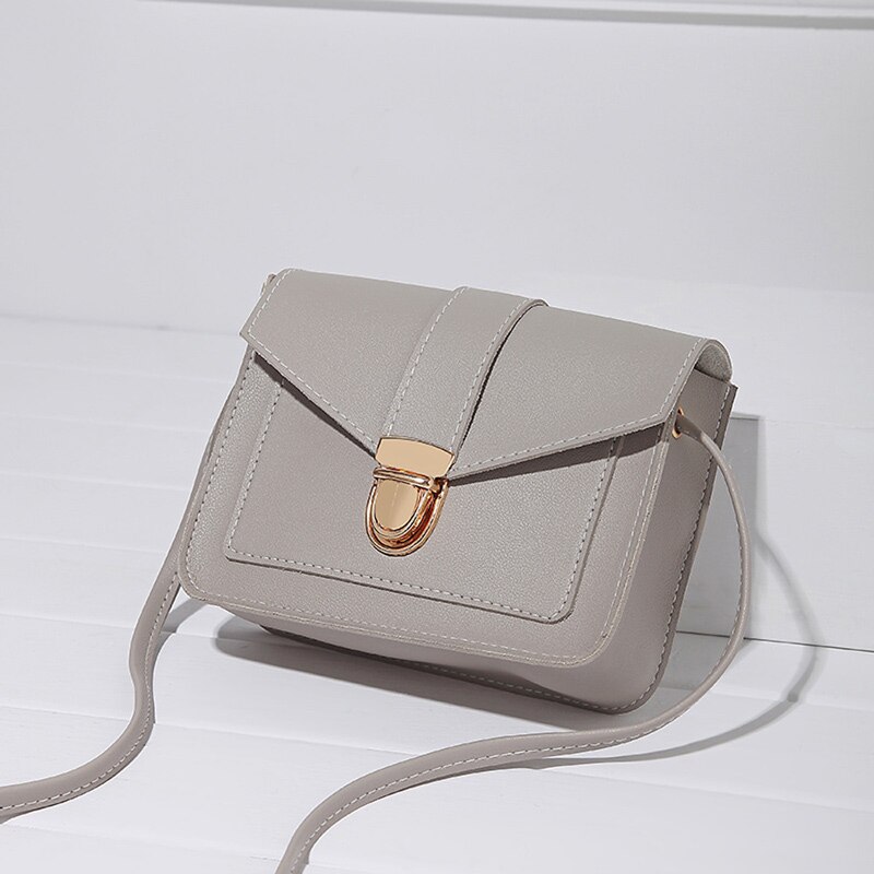Mini Cute Small Chain Girl's Messenger Bag Children Lock Small Crossbody Bag Mini PU Leather Shoulder Messenger Bag: 159-gray