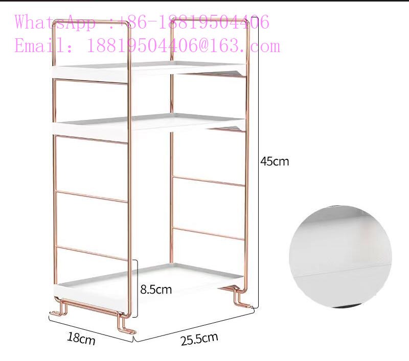 2 Tier Multifunction Stackable Shelf Organizer for Spices Cosmetics Kitchen Bathroom Storage Rack Holder: 3-tier Square  Gold