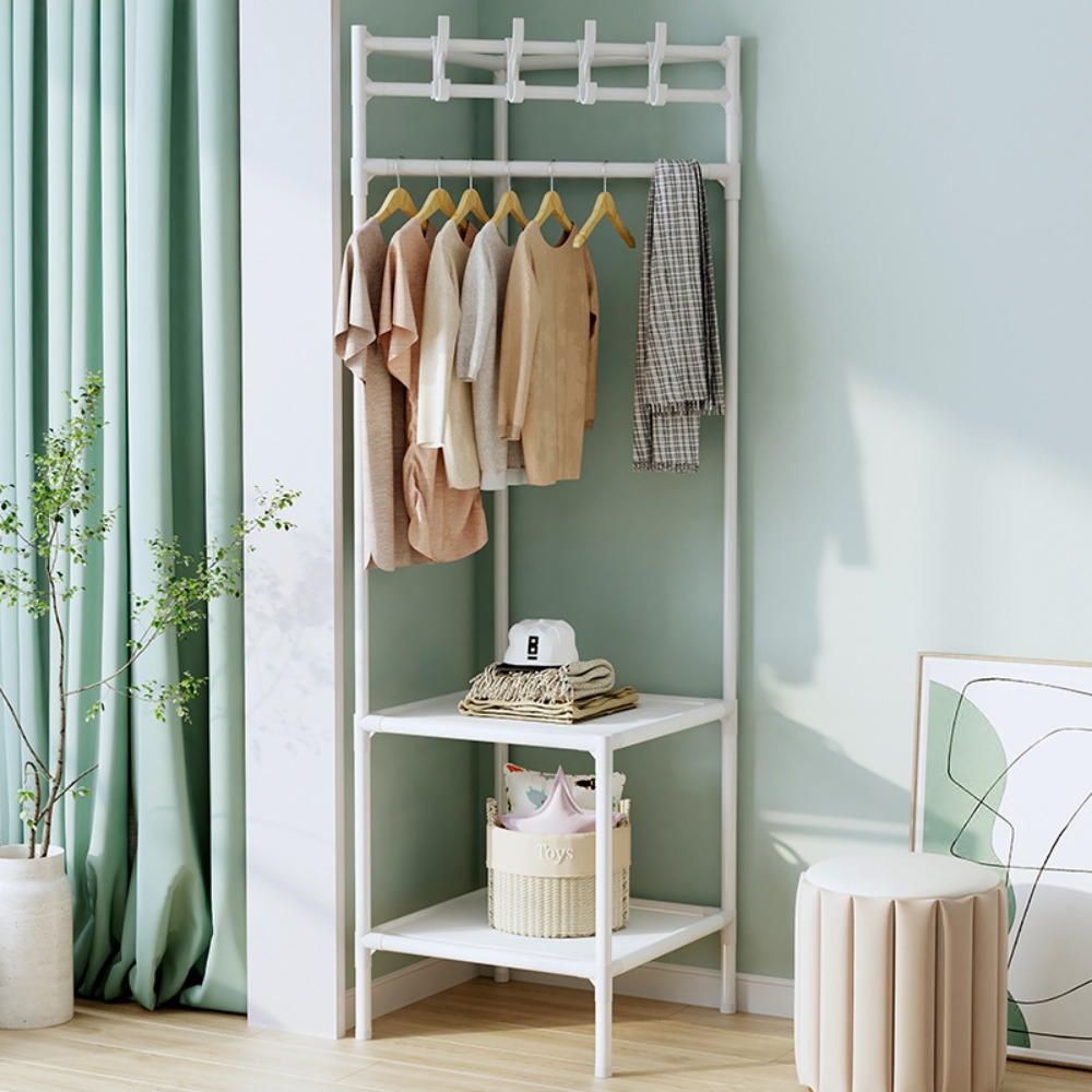 Perchero esquinero para ropa de dormitorio, perchero de pie para ahorrar espacio, percheros para ropa, mesita de noche sencilla, estantería de pie