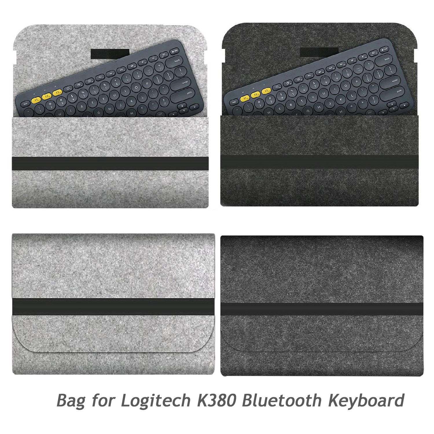 Besegad Draagbare Stofdicht Vilt Opbergtas Case Cover Sleeve Pouch voor Logitech K380 K 380 Bluetooth Toetsenbord