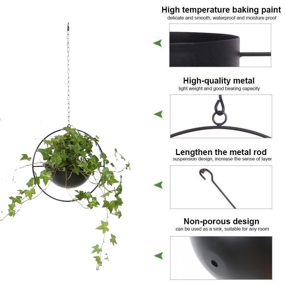 3 Type Metal Hanging Baskets Chain Hanging Basket Flowerpot Balcony Swinging Flower Pot Beautiful Balcony 2022