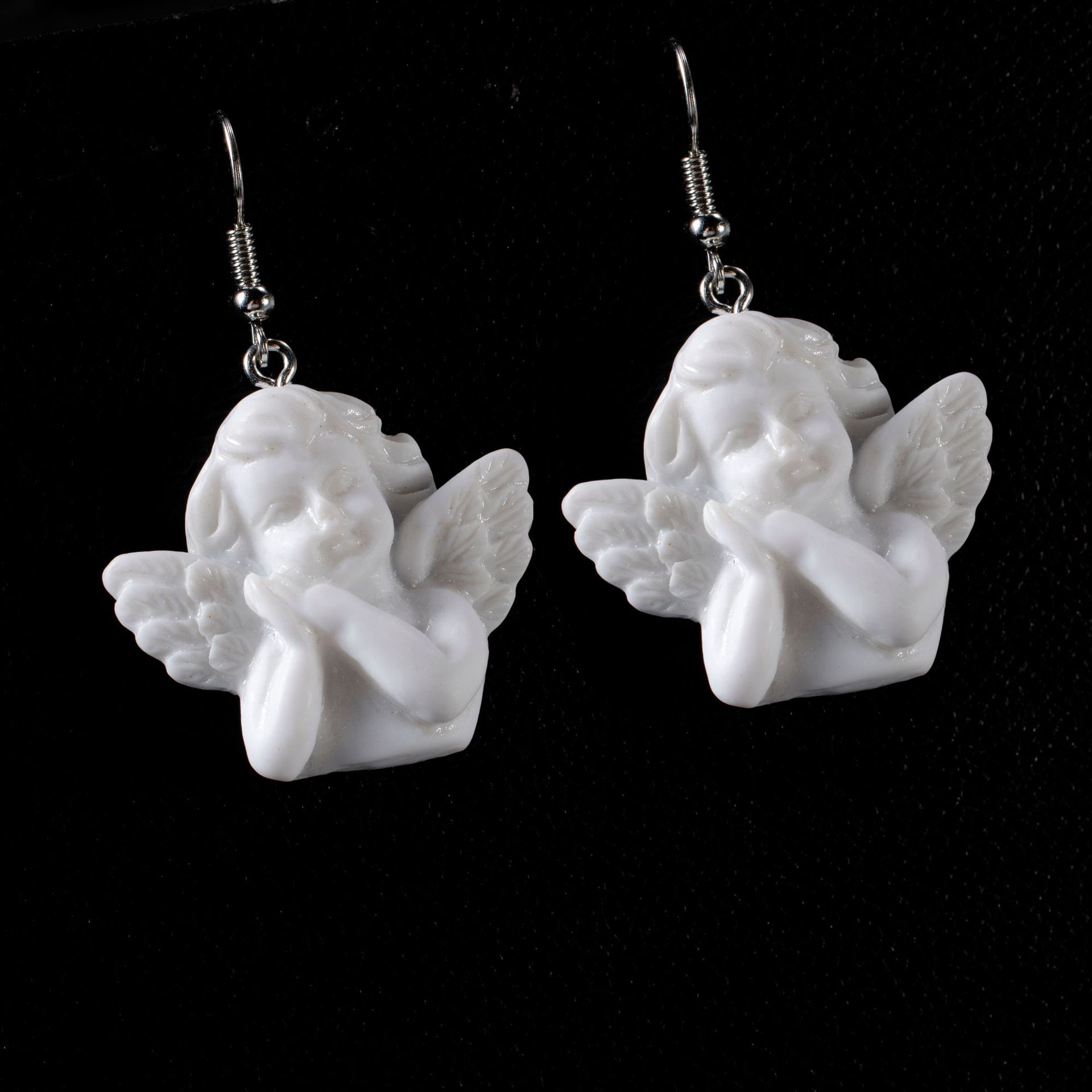 1 paire Blanc Baroque Cupidon Ange Boucles D'oreilles Pur Mignon Fille Boucles D'oreilles Ange Chanceux Boucles D'oreilles Bijoux Pour Les Femmes Filles