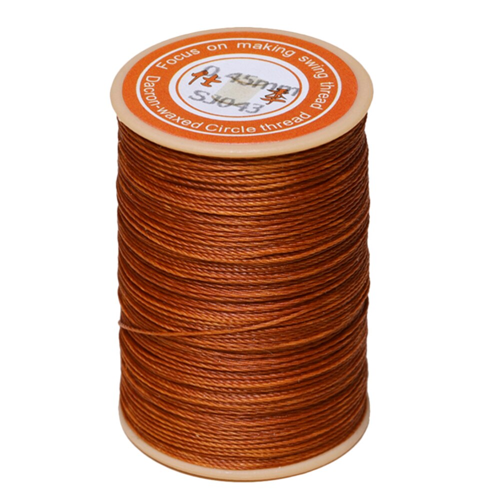 1PC 0.45mm Round Waxed Thread Leather Sewing Thread Hand Stitching Thread for Craft DIY (White): Deep orange - 043