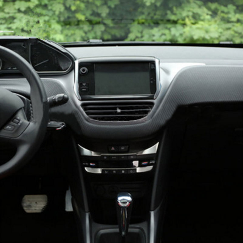 2 Stks/set Auto Centrale Dashboard Sticker Rvs Ac Airconditioning Panel Sticker Voor Peugeot 208 Jaar