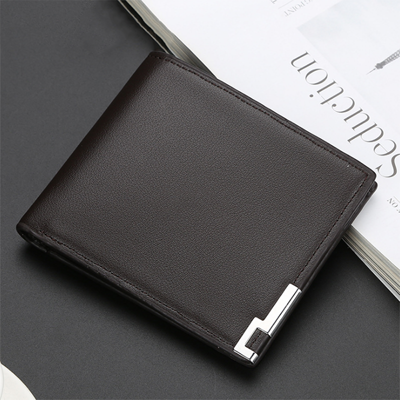 Mens lässig Brieftaschen Pu Leder Kurze Brieftasche Männer Kreditkarte Halfter Masculina Billetera hombre Portafoglio Uomo Porte Dünne Geldbörse: 02Braun