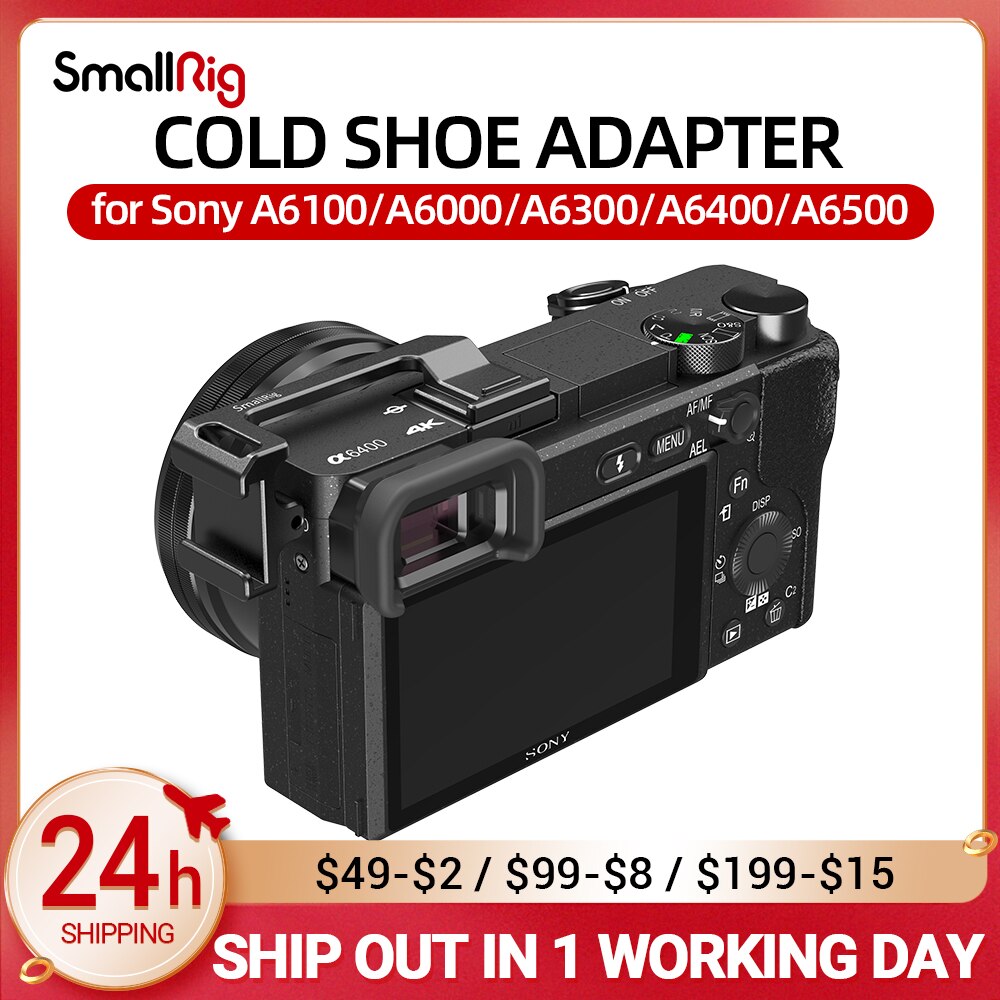 SmallRig Camera A6400 Cold Shoe Adapter (Left Side) for Sony A6000/A6100/A6300/A6400/A6500 Camera for Microphone Attach BUC2342