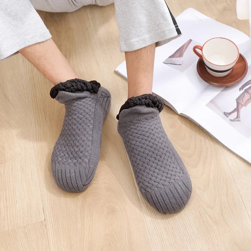 Winter Snow Socks Men Thicken Warm Home Bedroom Socks Slippers Man Non-Slip Foot Warmer Carpet knitted Socks Calcetines Hombre