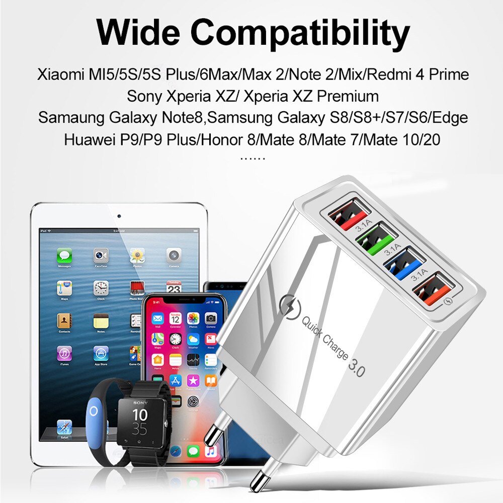 Ładowarka USB szybkie ładowanie 3.0 Adapter telefonu dla iPhone 11X7 dla tabletu Xiaomi przenośna ściana mobilna szybka ładowarka ue wtyczka amerykańska