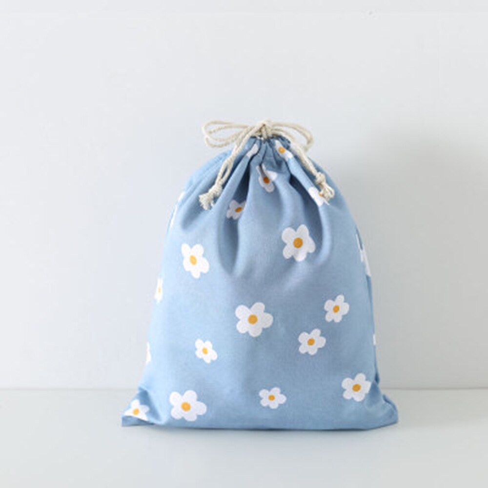 Sac de rangement de voyage en coton, finition Ins sac de rangement de voyage en coton mignon sac à cordon de serrage sac de rangement anti-poussière pour vêtements: M-Flowers