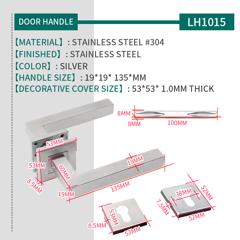 stainless steel 304 lever door handle,interior door lever handles,square tube entry lever handle