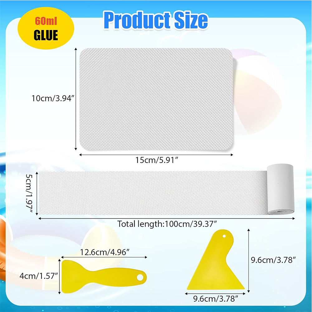 5Pcs/Set Boat Repair Patches with Glue PVC Inflatable Boat Patches Waterproof Air Beds Repair Patches Kayak Repair Kit