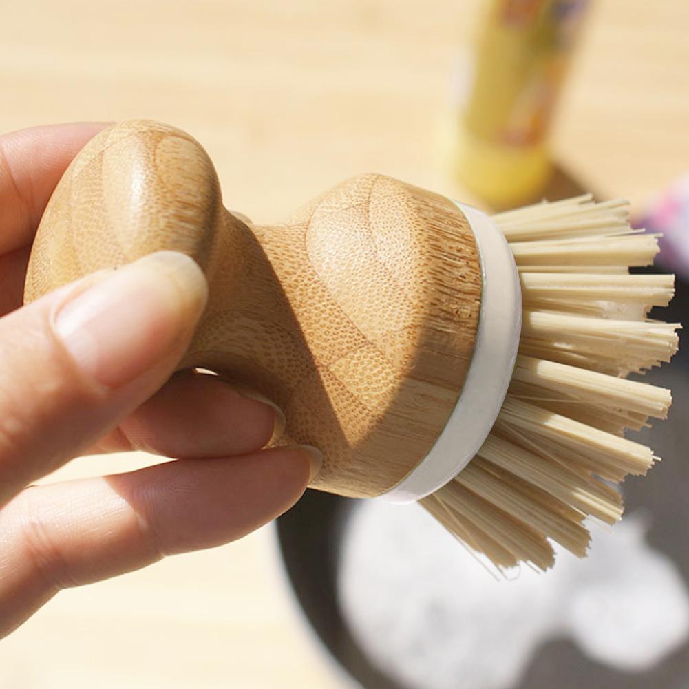 Cleaning Brush Pot Dish Bowl Brush Kitchen Cleaning Brush With Natural Bamboo Handle