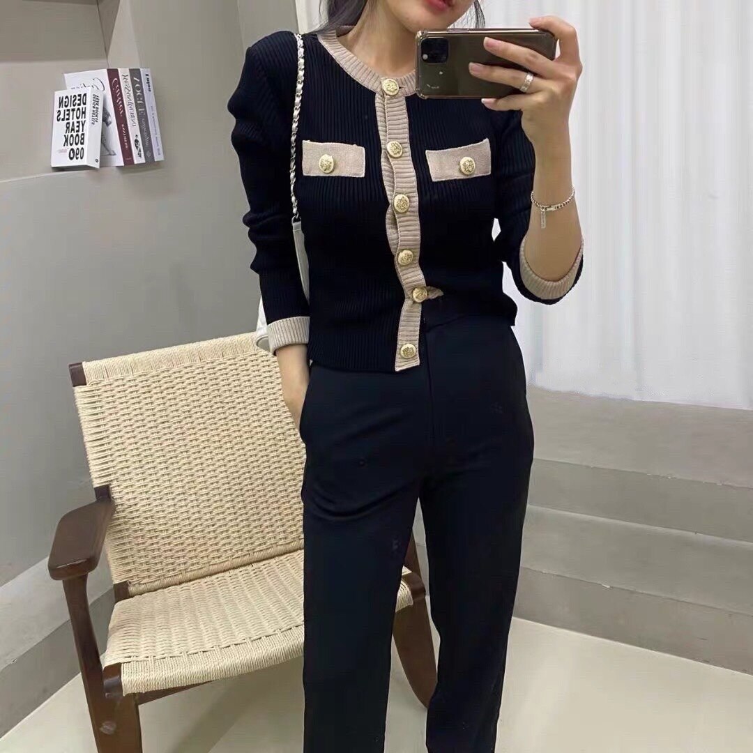 Korean Chic Women Cardigan Sweater Spring Long Sleeve Short Coat Casual Single Breasted Slim Knitted Crop Top Ladies: black