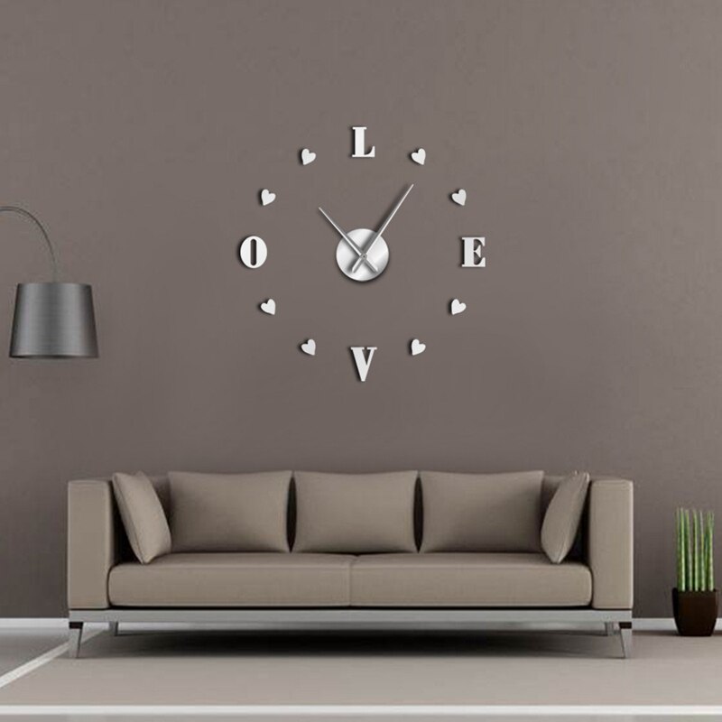 Diy Heart Shaped Numbers Wall Art Large Wall Clock Hearts Wall Decor Nursery Artwork Big Clock Wall Romantic Valentines