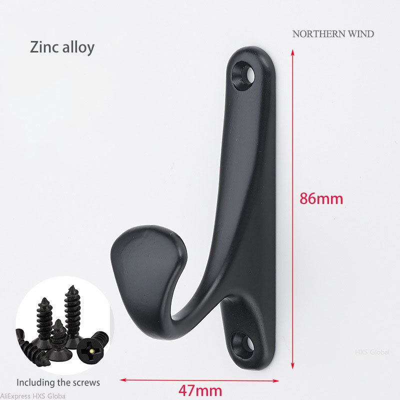 HXS 4 sztuk/partia wieszak na ubrania łazienka sprzęt ręcznik ścienny ubrania haki kuchnia sypialnia klucz kapelusz torba wieszak stojak uchwyt: Zinc Alloy czarny